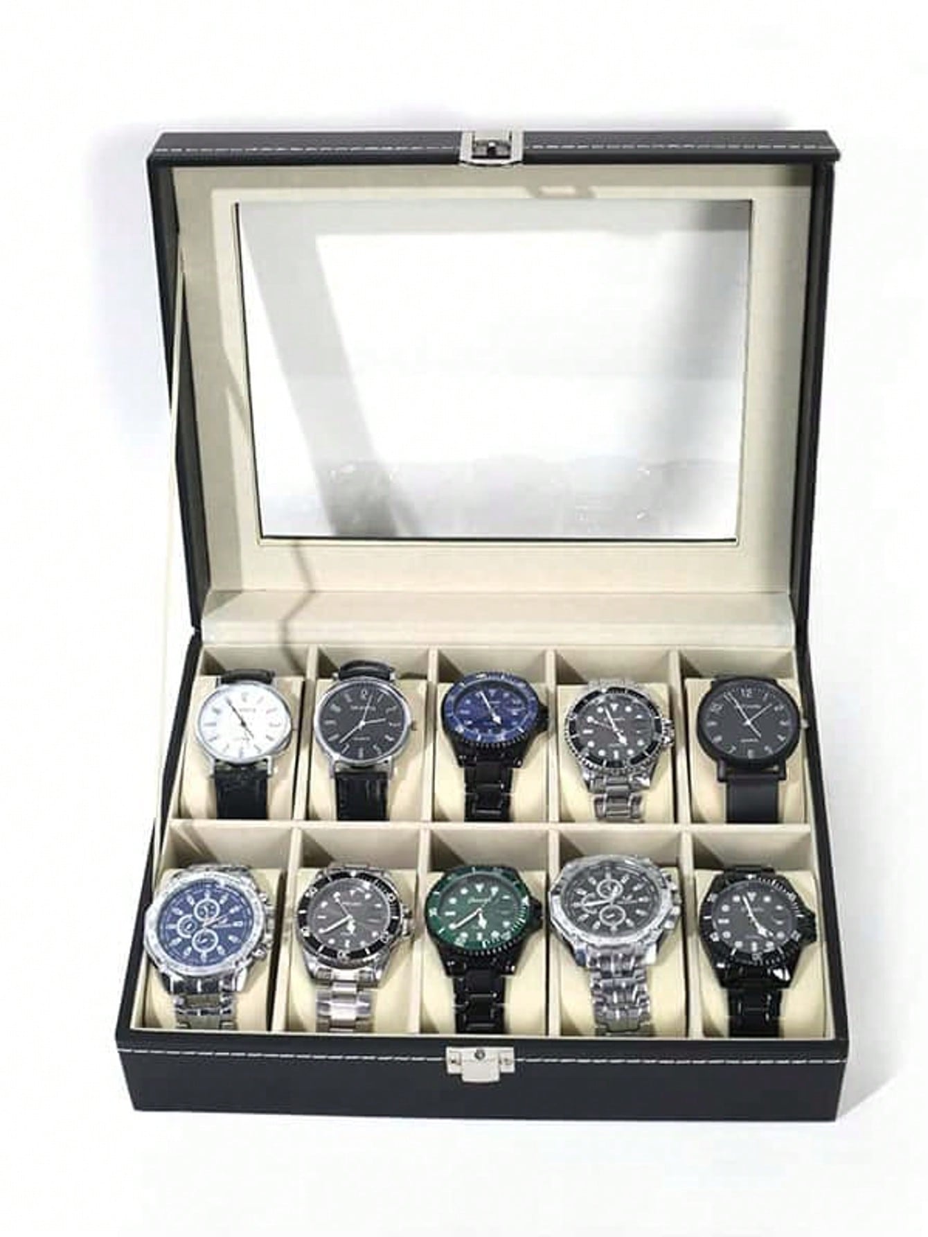 Jewelry Watches For Men - Leather Watch Box with Lock, Large