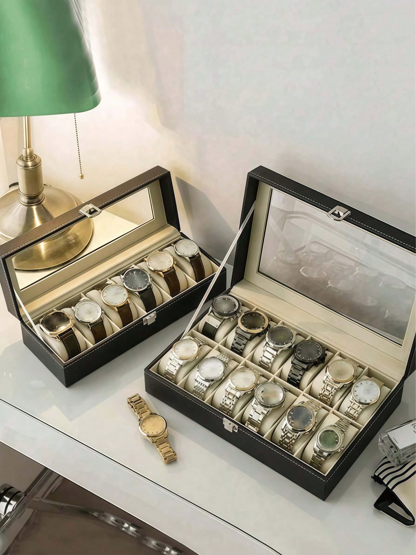Leather Watch Box with Lock, L - Jewelry Watches For Men review and price